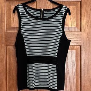 WHBM teal and black striped zipper back top